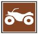 Icon of a white all-terrain vehicle on a brown square background.